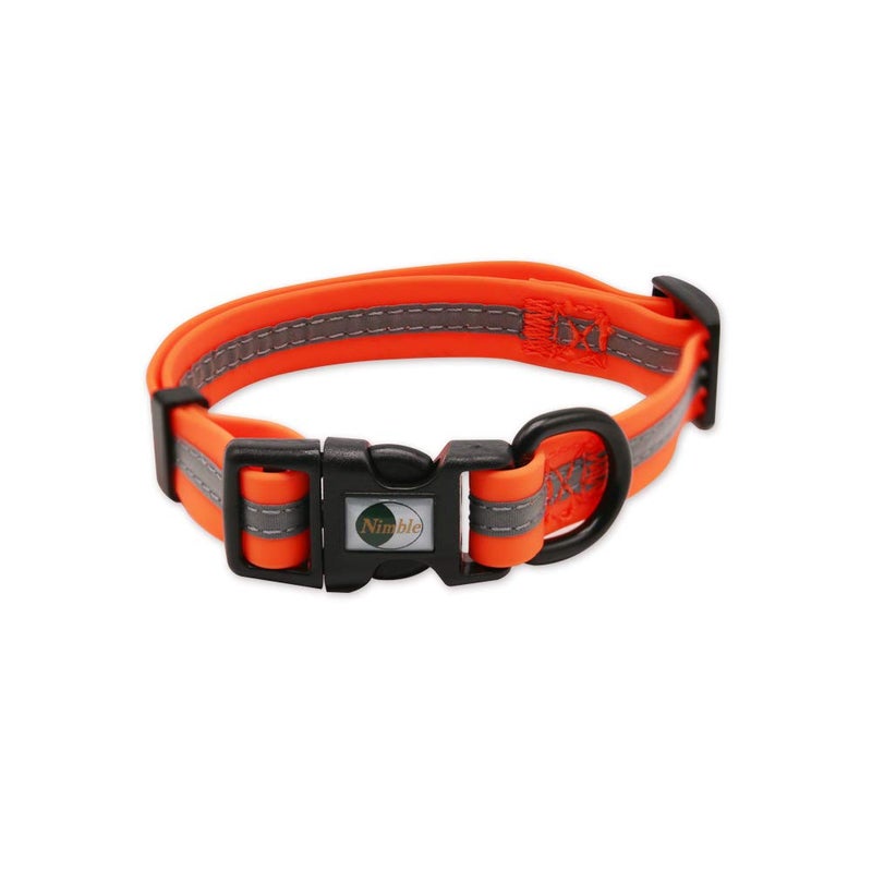 NIMBLE Dog Collar Waterproof Pet Collars Anti-Odor Durable Adjustable PVC & Polyester Soft with Reflective Cloth Stripe Basic Dog Collars S/M/L Sizes (Small (9.45â€-14.17â€inches), Orange) - Image 1
